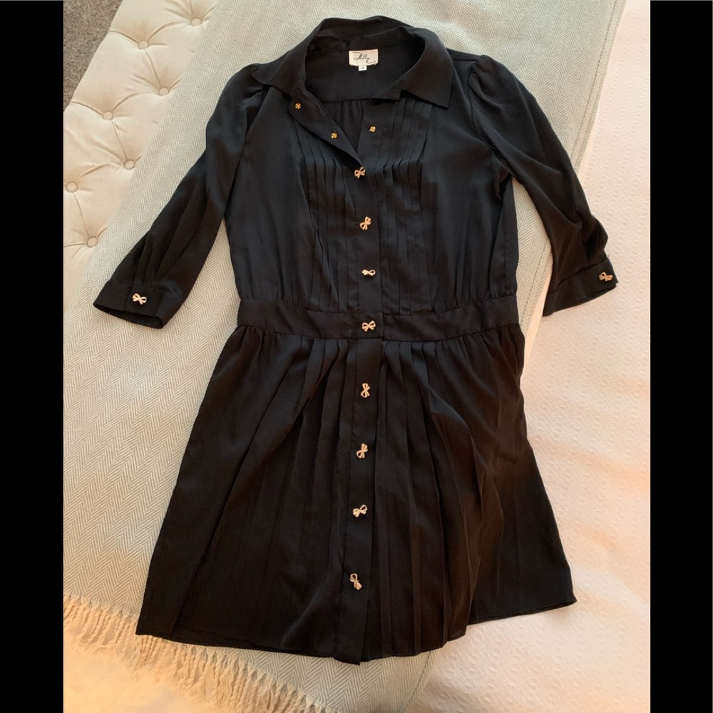 Milly black silk midi dress